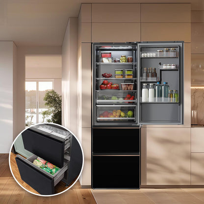 Cecotec Bolero CoolMarket Combi FD 400 Frigorífico Black Glass 400L