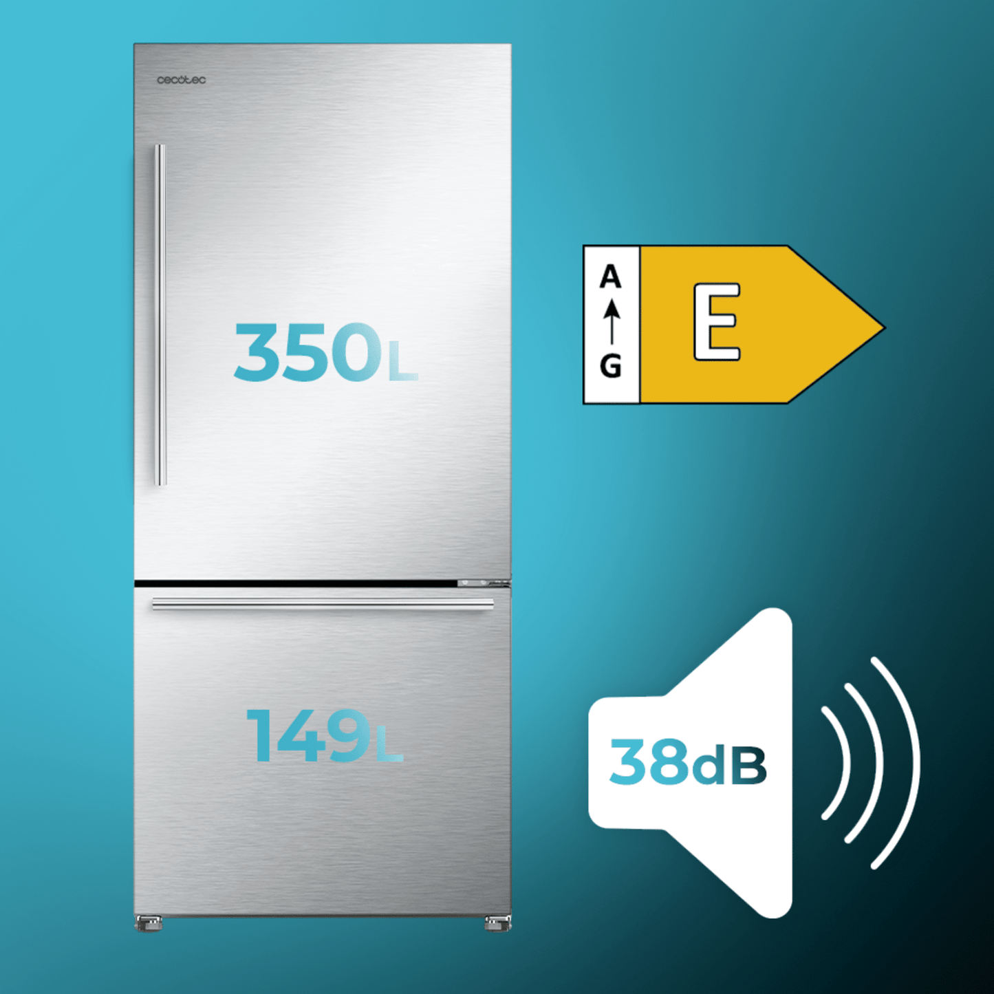 Cecotec Bolero CoolMarket Combi FD 499 Inox Frigorífico Americano
