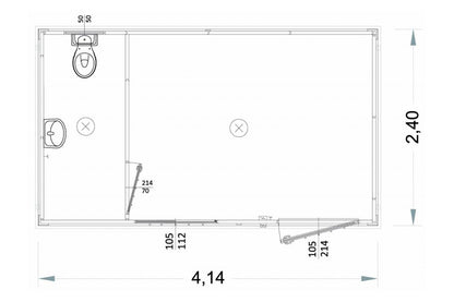 Modularer Container 4 m mit Bad – Gebraucht, Büro, Lager