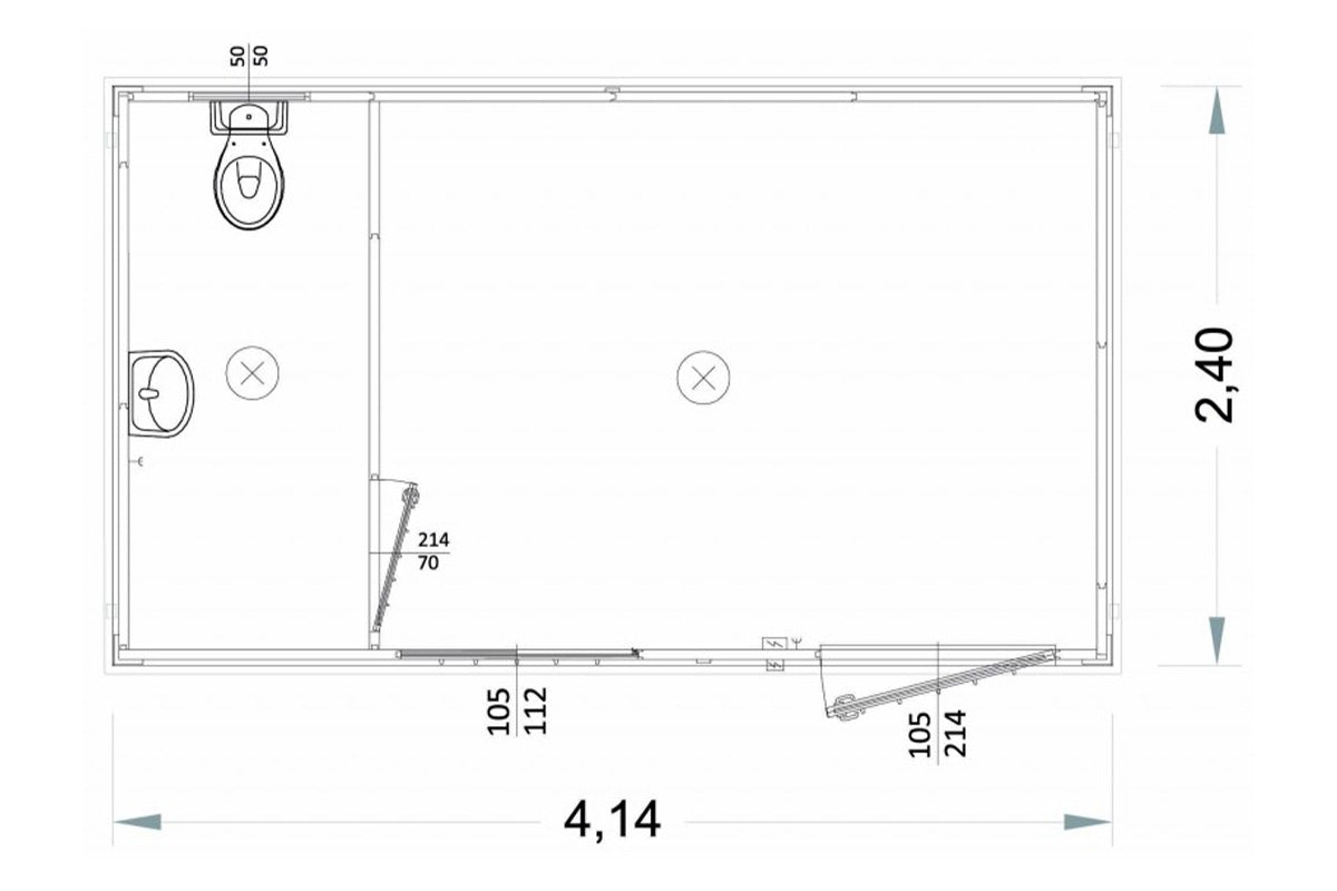 Modulbox WC und Waschbecken 4 m Modell G2 für temporäre Nutzung