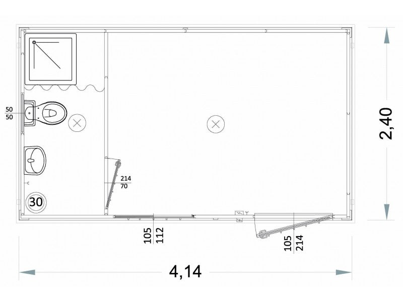 Box Prefabbricato 4 m Con Bagno e Doccia Modulare Usato