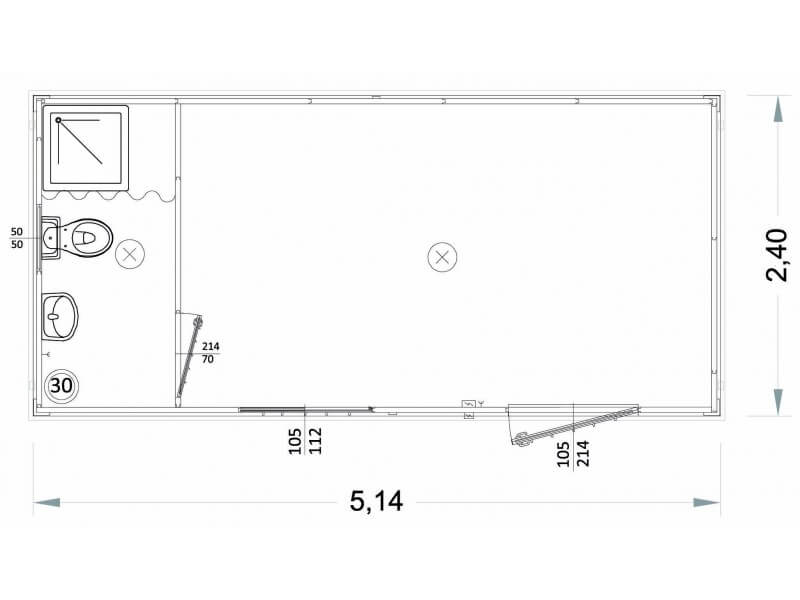 Box Prefabbricati 5 Metri con Bagno e Doccia