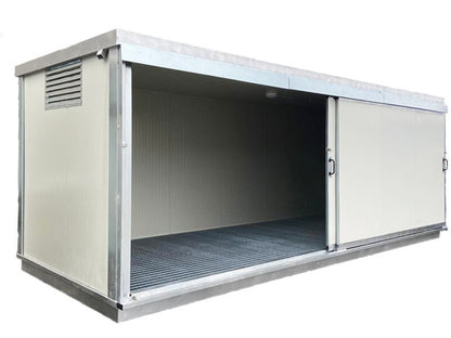 Box prefabbricato coibentato 400×230×240 cm con vasca di raccolta
