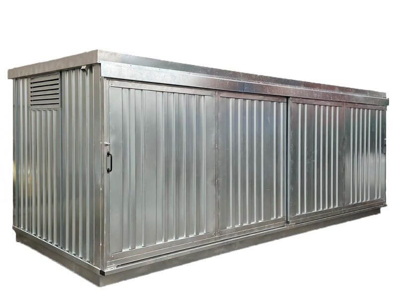 Box in lamiera prefabbricato con vasca di raccolta 600 x 230 – h 240