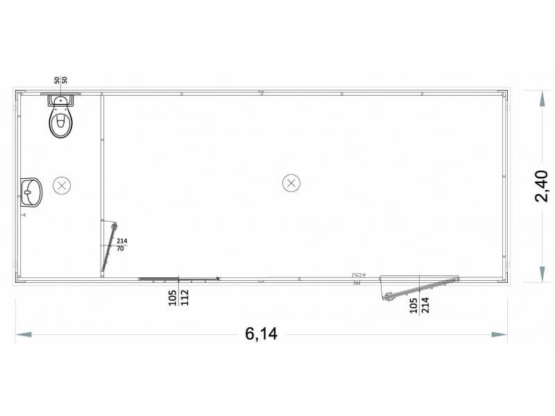 Box Prefabbricati 6 Metri con Bagno Usato