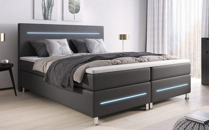 Luxusbetten24 Sejour Boxspringbett LED Komfort, 120×200 cm, Weiß, H3