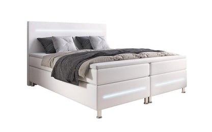 Luxusbetten24 Sejour Boxspringbett LED Komfort, 120×200 cm, Weiß, H3