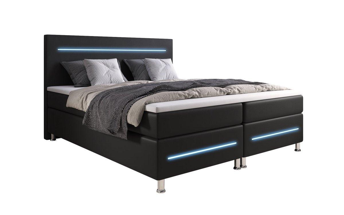 Luxusbetten24 Sejour Boxspringbett LED Komfort, 120×200 cm, Weiß, H3