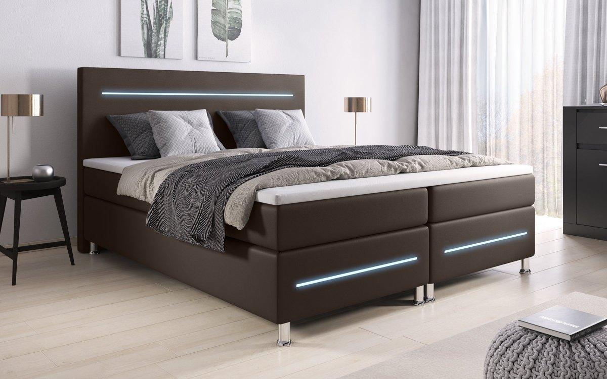 Luxusbetten24 Sejour Boxspringbett LED Komfort, 120×200 cm, Weiß, H3