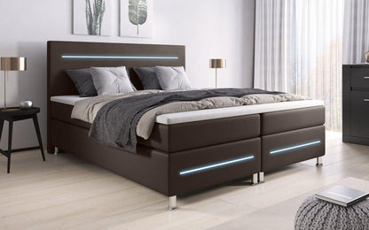 Luxusbetten24 Sejour Boxspringbett LED Komfort, 120×200 cm, Weiß, H3