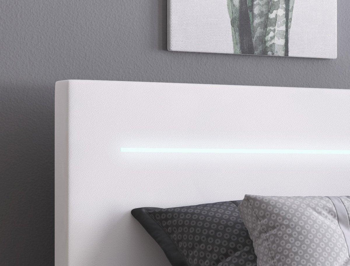 Luxusbetten24 Sejour Boxspringbett LED Komfort, 120×200 cm, Weiß, H3