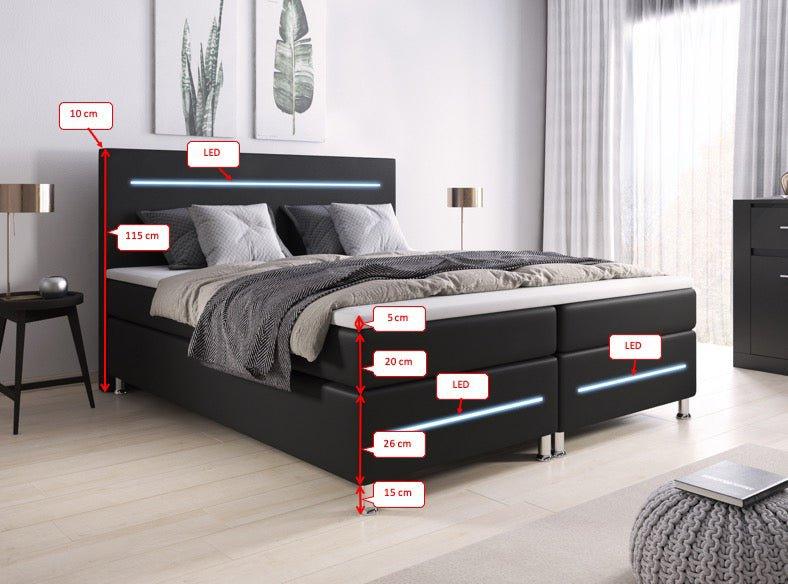 Luxusbetten24 Sejour Boxspringbett LED Komfort, 120×200 cm, Weiß, H3