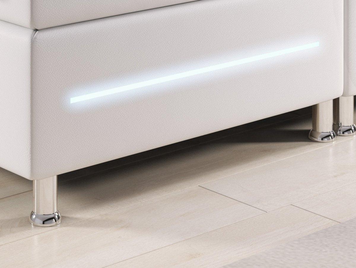 Luxusbetten24 Sejour Boxspringbett LED Komfort, 120×200 cm, Weiß, H3