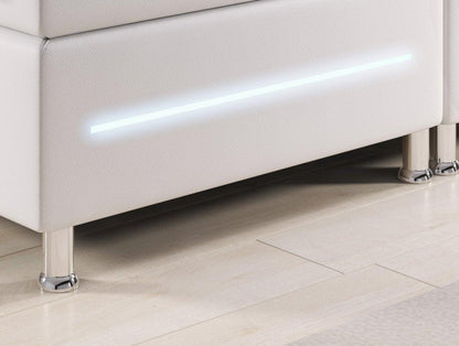 Luxusbetten24 Sejour Boxspringbett LED Komfort, 120×200 cm, Weiß, H3