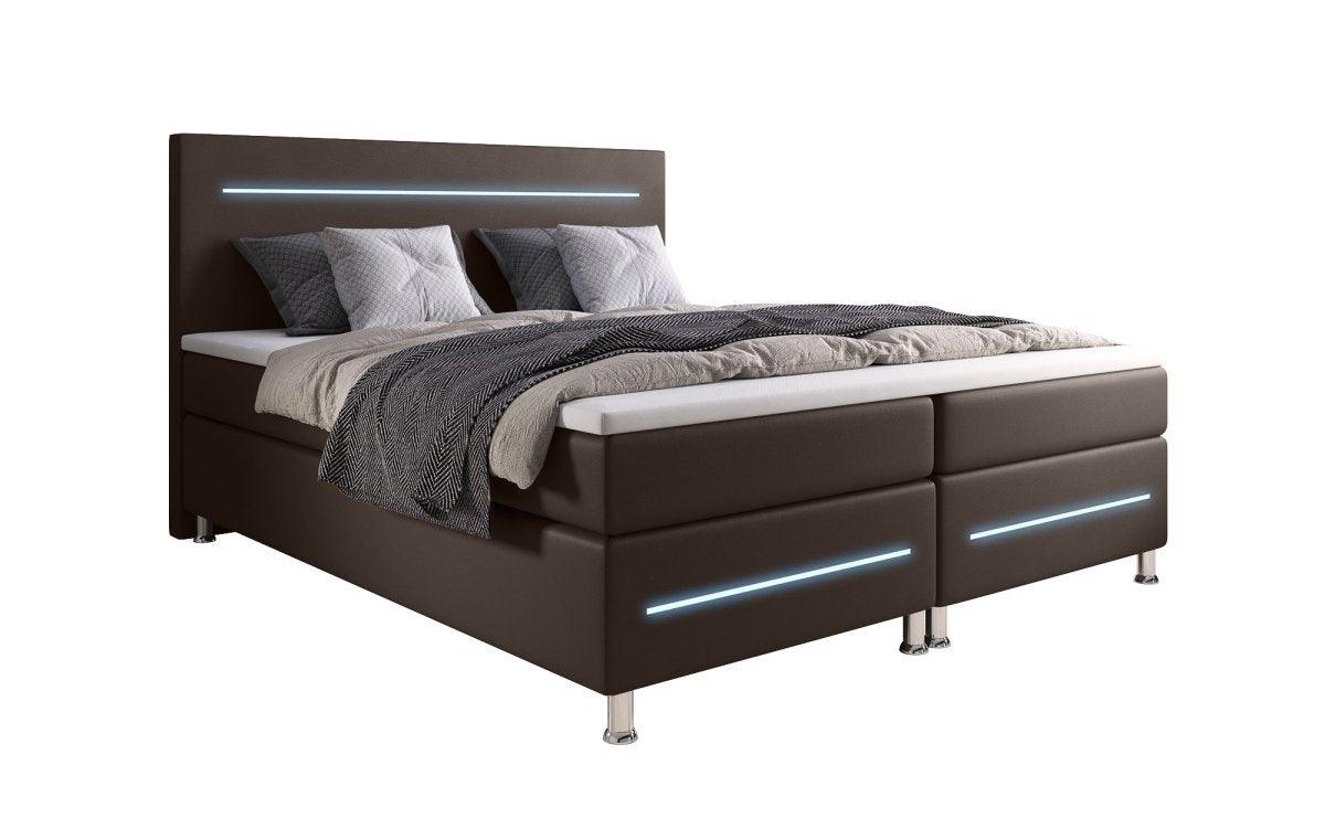 Luxusbetten24 Sejour Boxspringbett LED Komfort, 120×200 cm, Weiß, H3