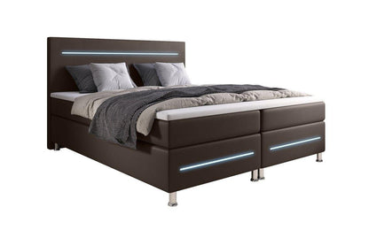 Luxusbetten24 Sejour Boxspringbett LED Komfort, 120×200 cm, Weiß, H3