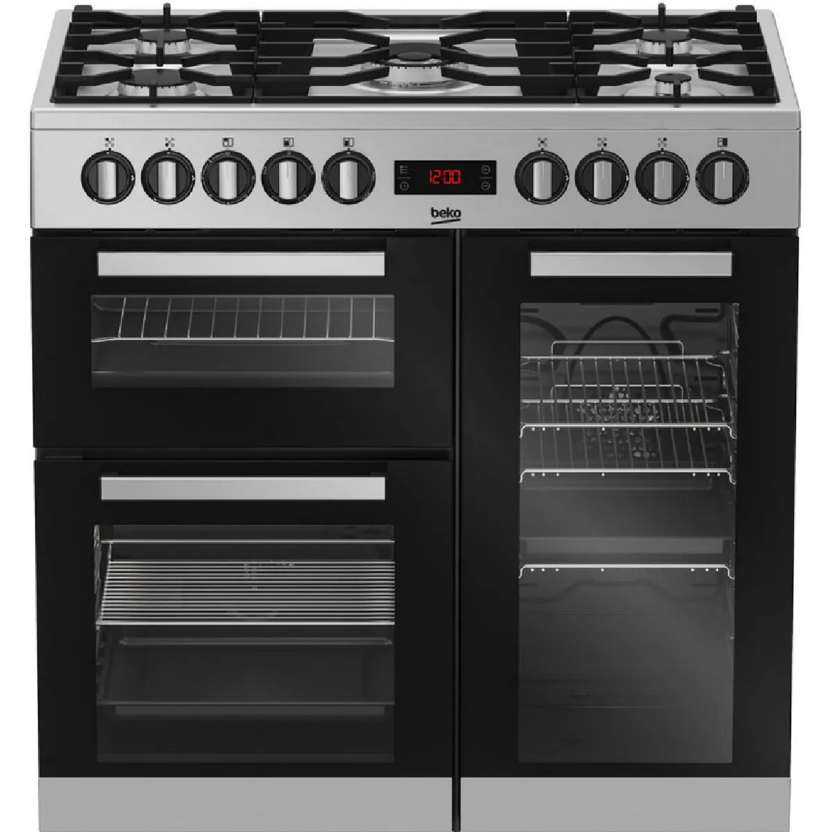 Beko PS235315DX Cocina Inox 90 cm 5 Quemadores 3 Hornos