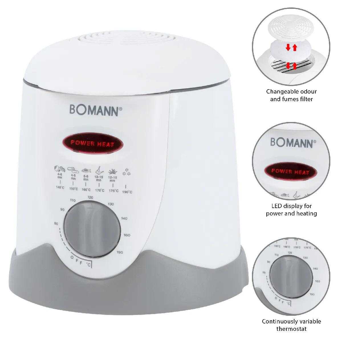 Bomann Friteuse Fondue FRR 1290 CB Blanco Gris