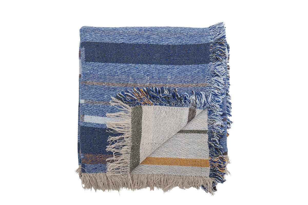 Luxusbetten24 Mira Überwurfdecke aus Recycelter Baumwolle 160x130 Blau