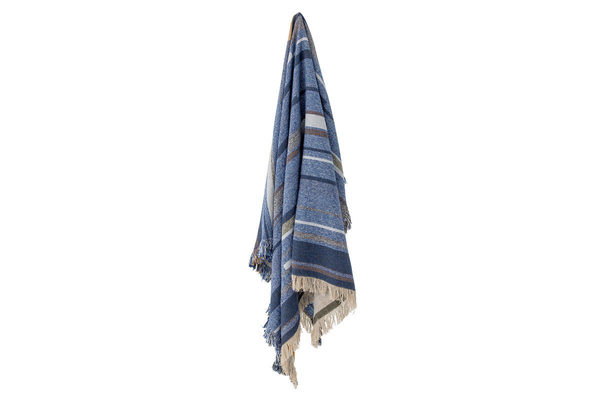 Luxusbetten24 Mira Überwurfdecke aus Recycelter Baumwolle 160x130 Blau