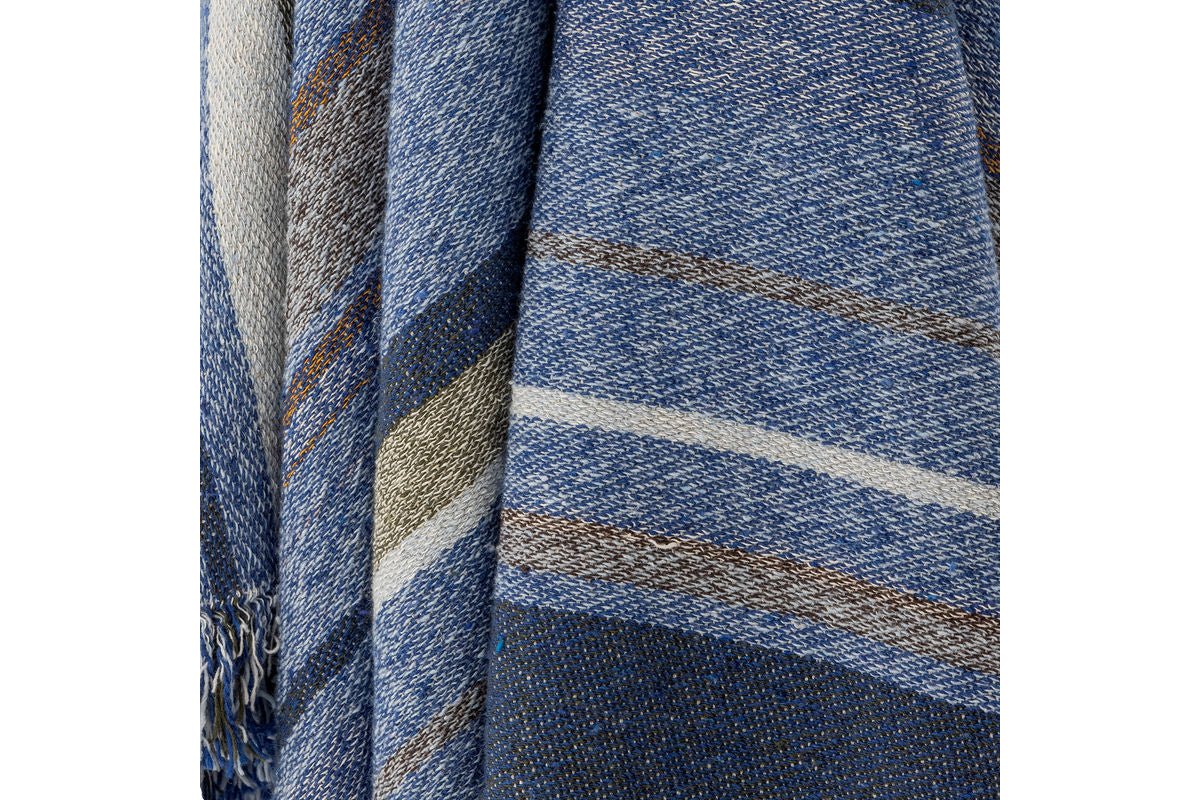 Luxusbetten24 Mira Überwurfdecke aus Recycelter Baumwolle 160x130 Blau