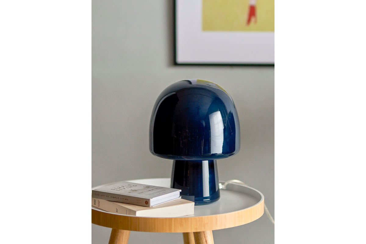 Tischlampe Nysa Moderne Glasleuchte Pilzform Blau Wohnzimmer Dekor