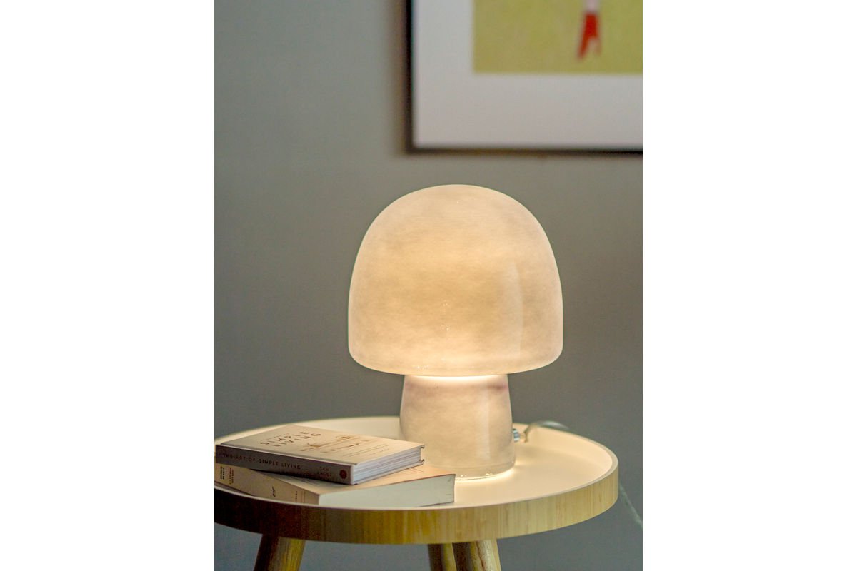 Tischlampe Nysa Moderne Glasleuchte Pilzform Blau Wohnzimmer Dekor