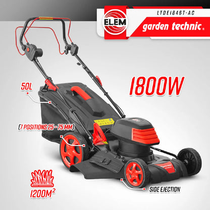 Elem LTDE1846T-ACCortacésped eléctrico 50 L 1800 W Ancho 460 mm
