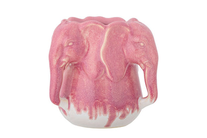 Luxusbetten24 Pink Elefant Vase aus Steingut