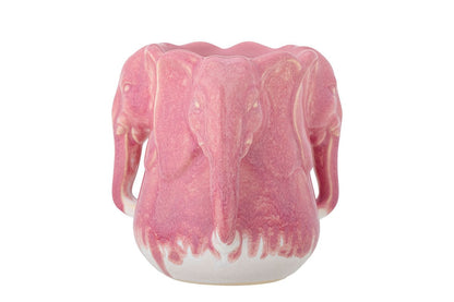 Luxusbetten24 Pink Elefant Vase aus Steingut