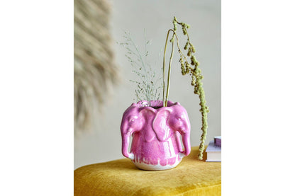 Luxusbetten24 Pink Elefant Vase aus Steingut