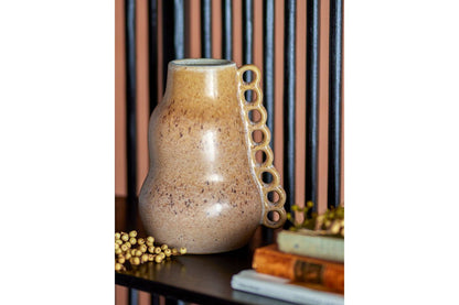 Luxusbetten24 Zahra Vase aus Braunem Steingut Handgefertigt Dekorativ Braun