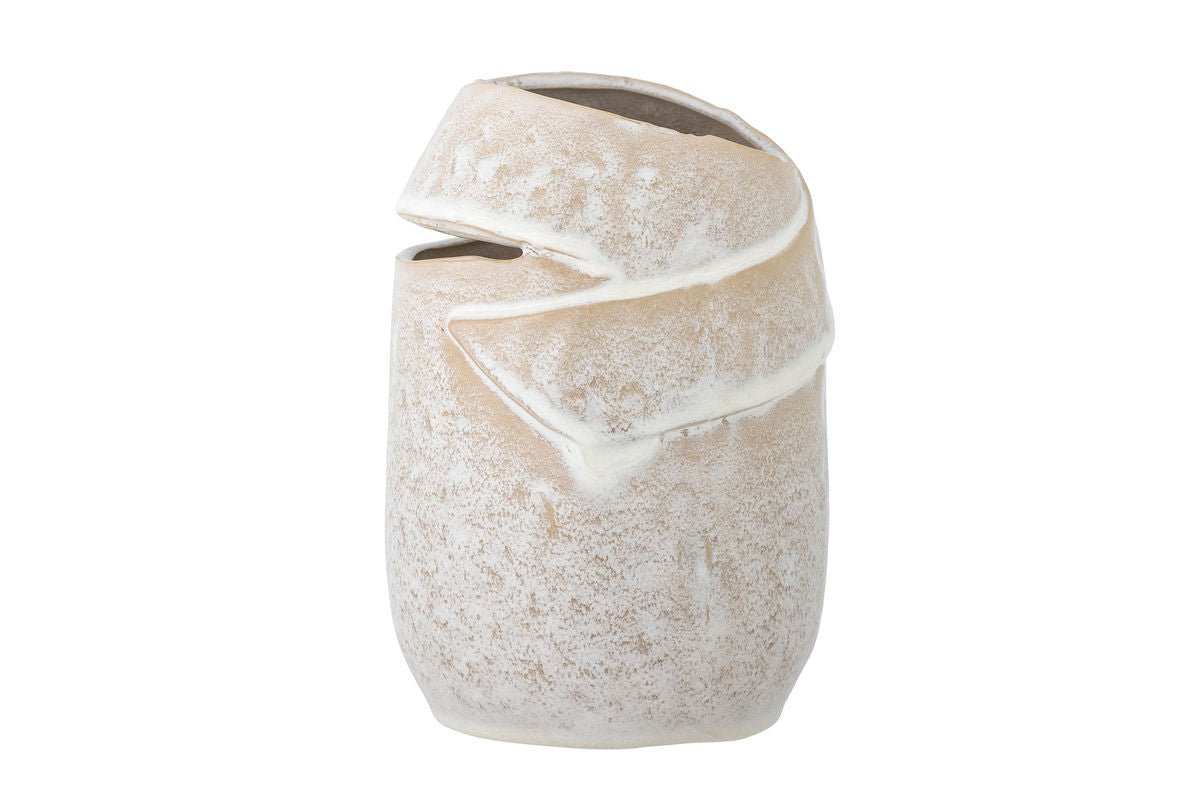 Luxusbetten24 Eluna Vase – Naturfarbenes Steingut Dekoration Wohnzimmer Elegant