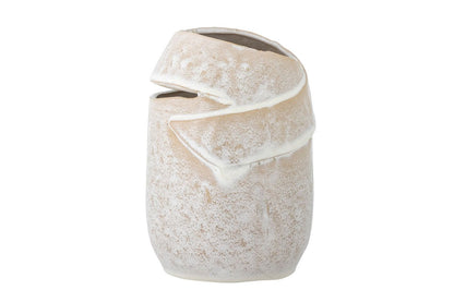 Luxusbetten24 Eluna Vase – Naturfarbenes Steingut Dekoration Wohnzimmer Elegant