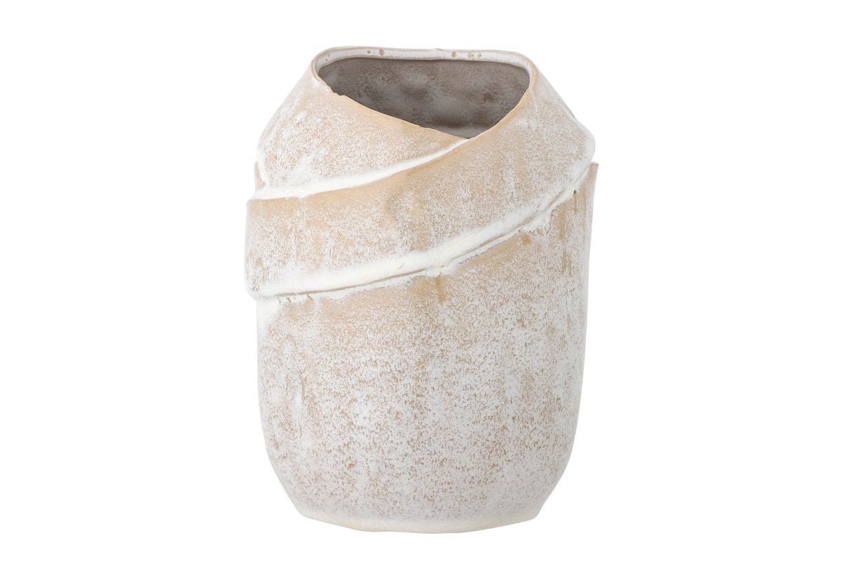 Luxusbetten24 Eluna Vase – Naturfarbenes Steingut Dekoration Wohnzimmer Elegant