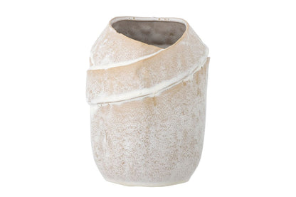 Luxusbetten24 Eluna Vase – Naturfarbenes Steingut Dekoration Wohnzimmer Elegant