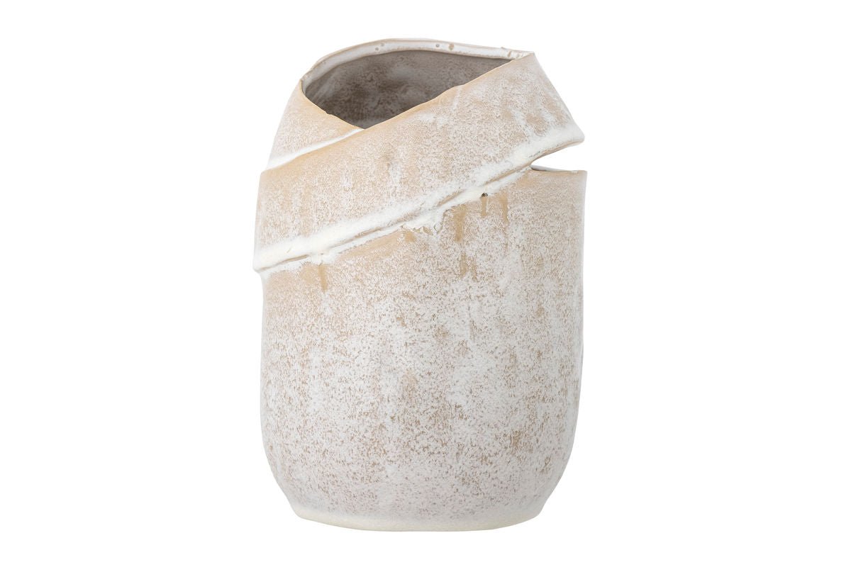 Luxusbetten24 Eluna Vase – Naturfarbenes Steingut Dekoration Wohnzimmer Elegant