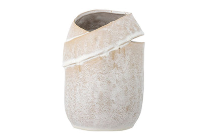 Luxusbetten24 Eluna Vase – Naturfarbenes Steingut Dekoration Wohnzimmer Elegant