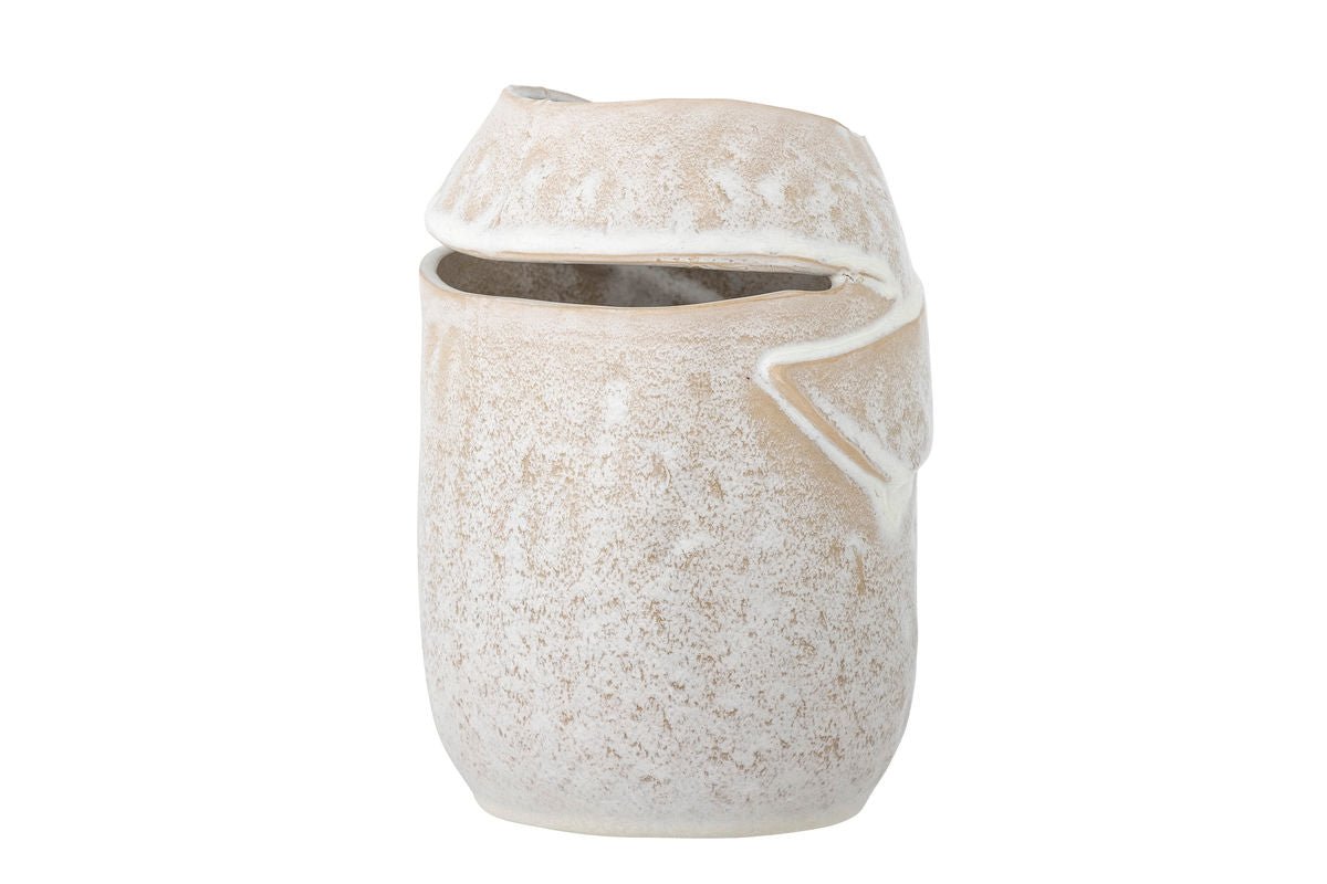 Luxusbetten24 Eluna Vase – Naturfarbenes Steingut Dekoration Wohnzimmer Elegant
