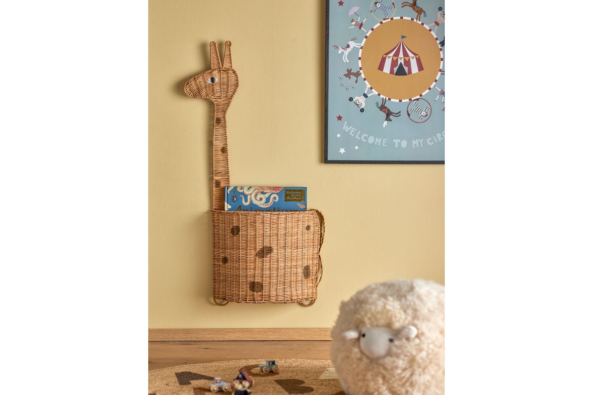 Luxusbetten24 Filippa Wandkorb Giraffe aus Rattan Natur