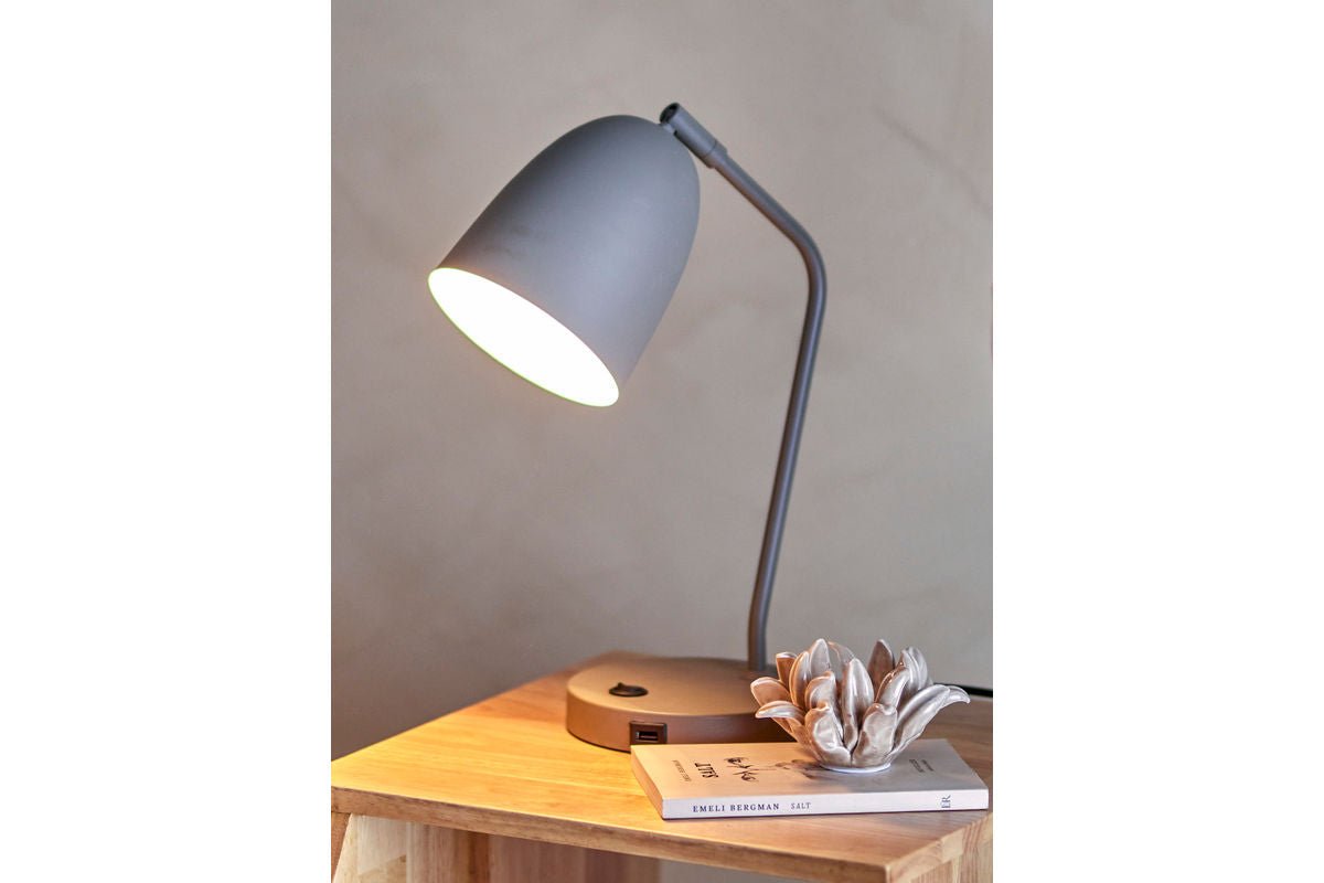 Luxusbetten24 Myla Tischlampe Grau Beige
