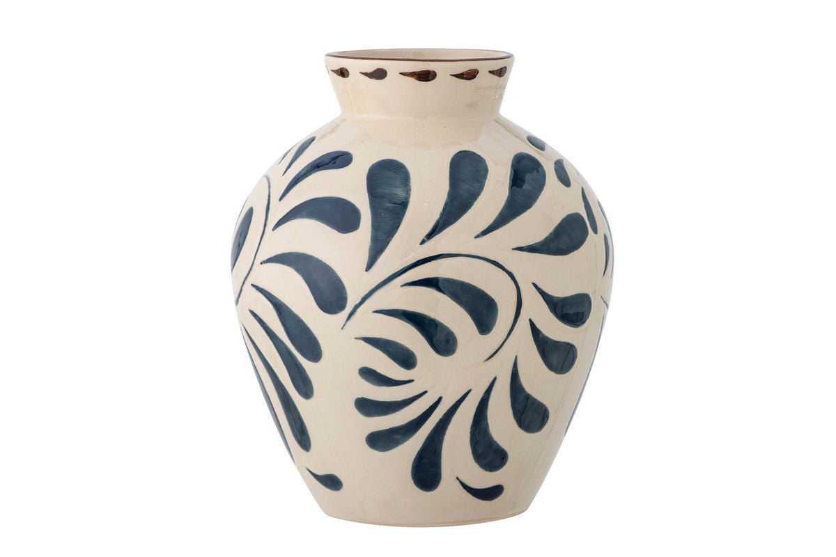 Vase Nerico – Blaues Steingut, Handgefertigte Dekorative Eleganz für Wohnzimmer