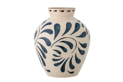 Vase Nerico – Blaues Steingut, Handgefertigte Dekorative Eleganz für Wohnzimmer