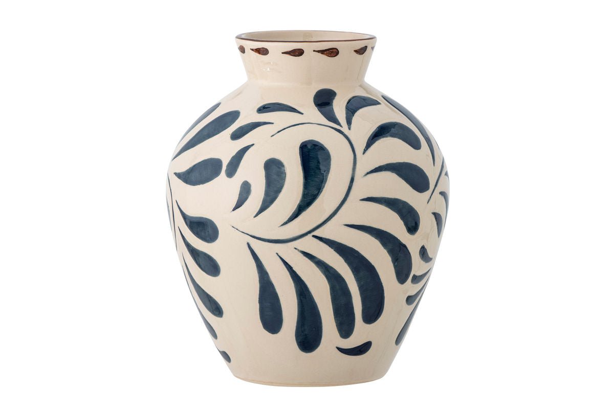 Vase Nerico – Blaues Steingut, Handgefertigte Dekorative Eleganz für Wohnzimmer