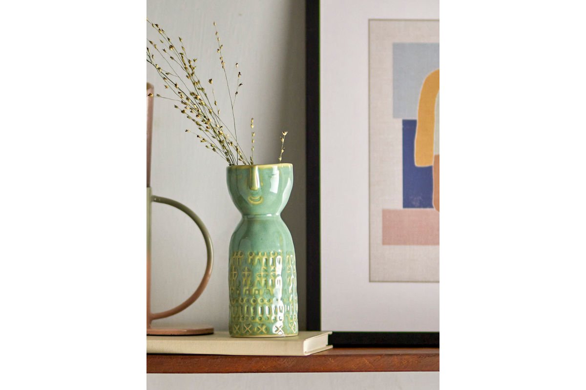 Luxusbetten24 Yara Vase aus Steingut Grün