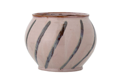 Luxusbetten24 Rosystripe Blumentopf, Glasiertes Steingut, Rosa