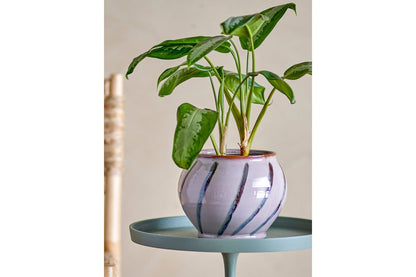 Luxusbetten24 Rosystripe Blumentopf, Glasiertes Steingut, Rosa