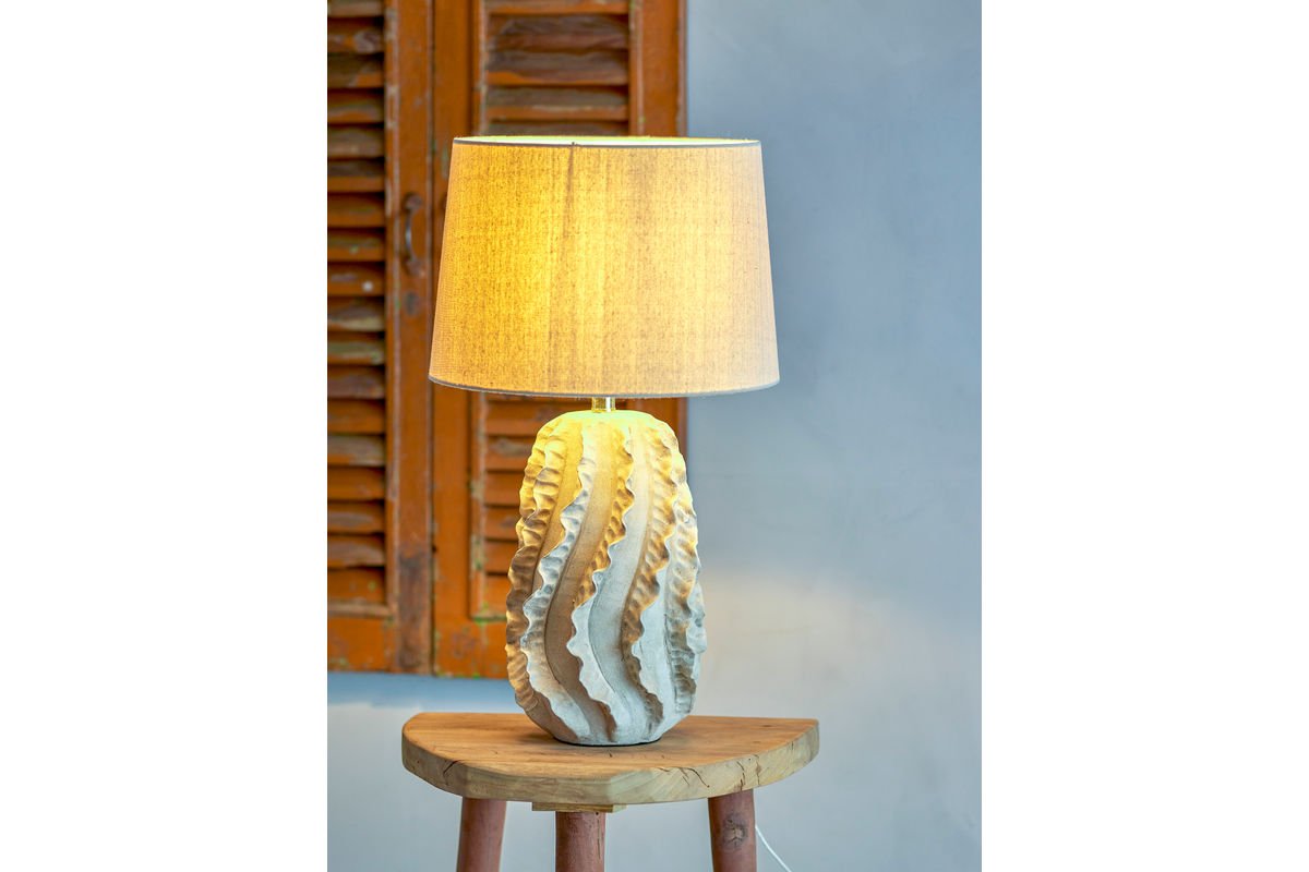 Luxusbetten24 Sandwave Tischlampe Weißes Steingut Modernes Design Wohnzimmer