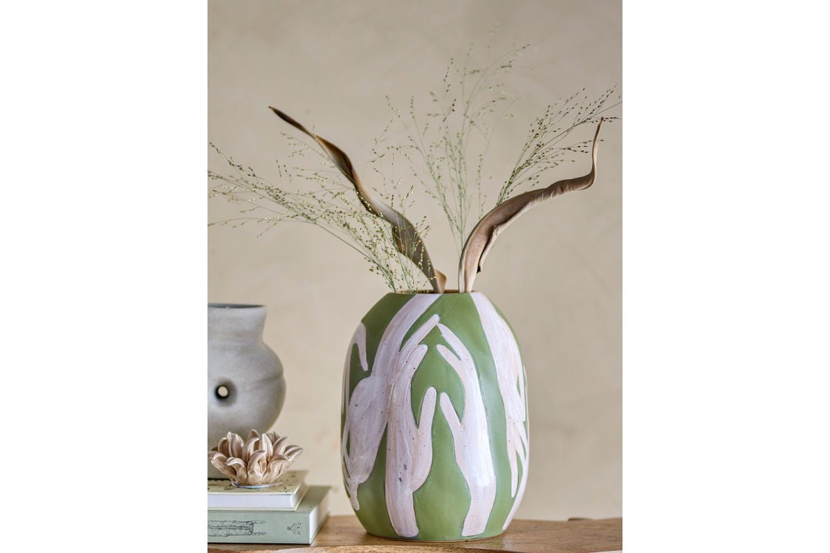 Deko-Vase „Lirena“ – Grünes Steingut