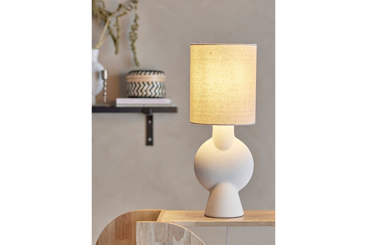 Everni Tischlampe Weißes Steingut Moderne Wohnraum Beleuchtung Elegant